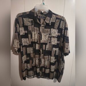 Puritan Men's Black and Gray Patterned Shirt